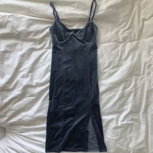 Blue suede midi dress